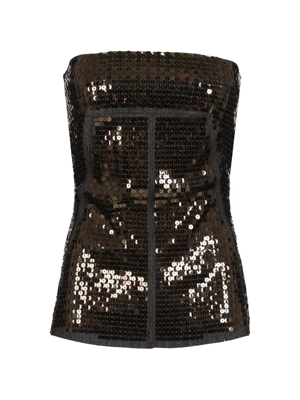 Rick Owens sequin-embelished panelled bustier - Marrone