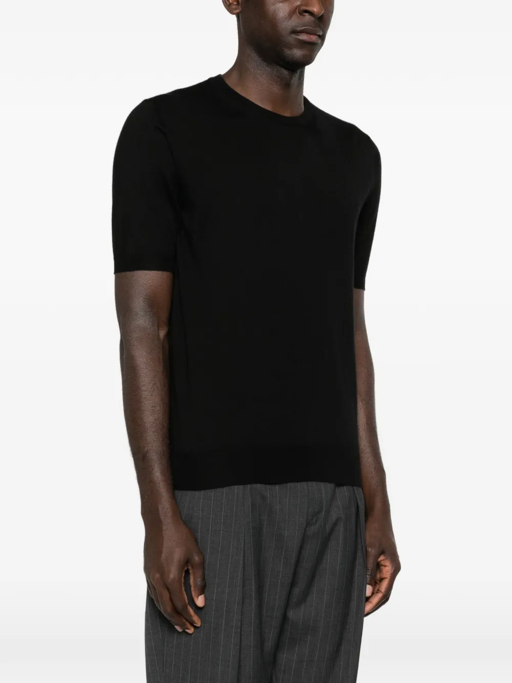 Fedeli T-shirt met ronde hals en korte mouwen Zwart