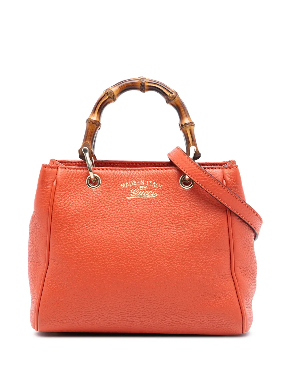 Gucci Pre-Owned Borsa shopper media in pelle di vitello e bambù 2016-2026 - Arancione