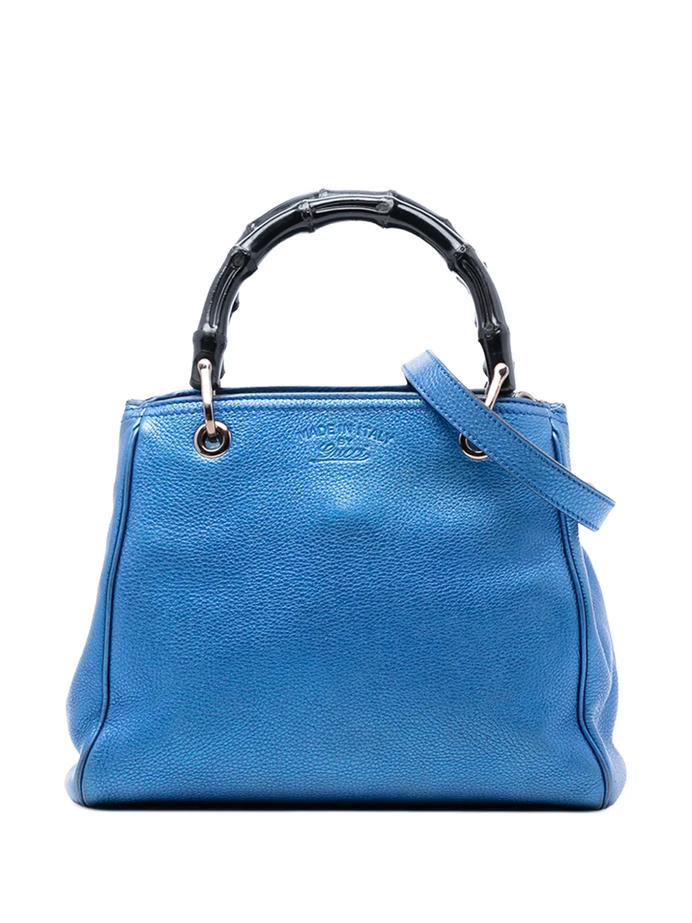 Gucci Pre-Owned Borsa shopper piccola in pelle di vitello metallizzata e bambù 2016-2025 - Blu