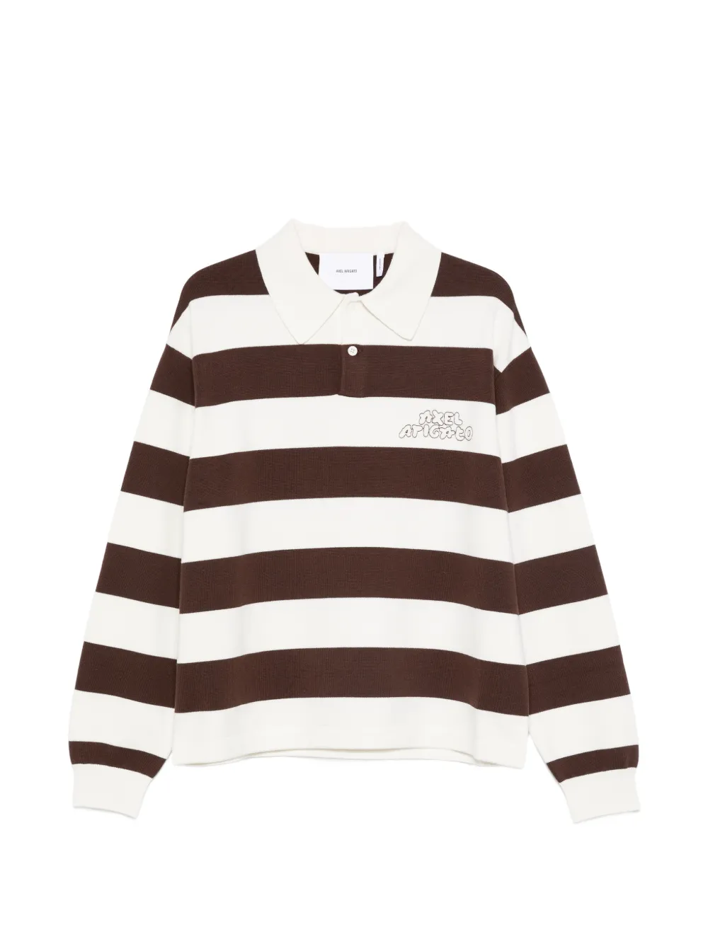 Axel Arigato Rey striped embroidered-logo polo shirt - Marrone