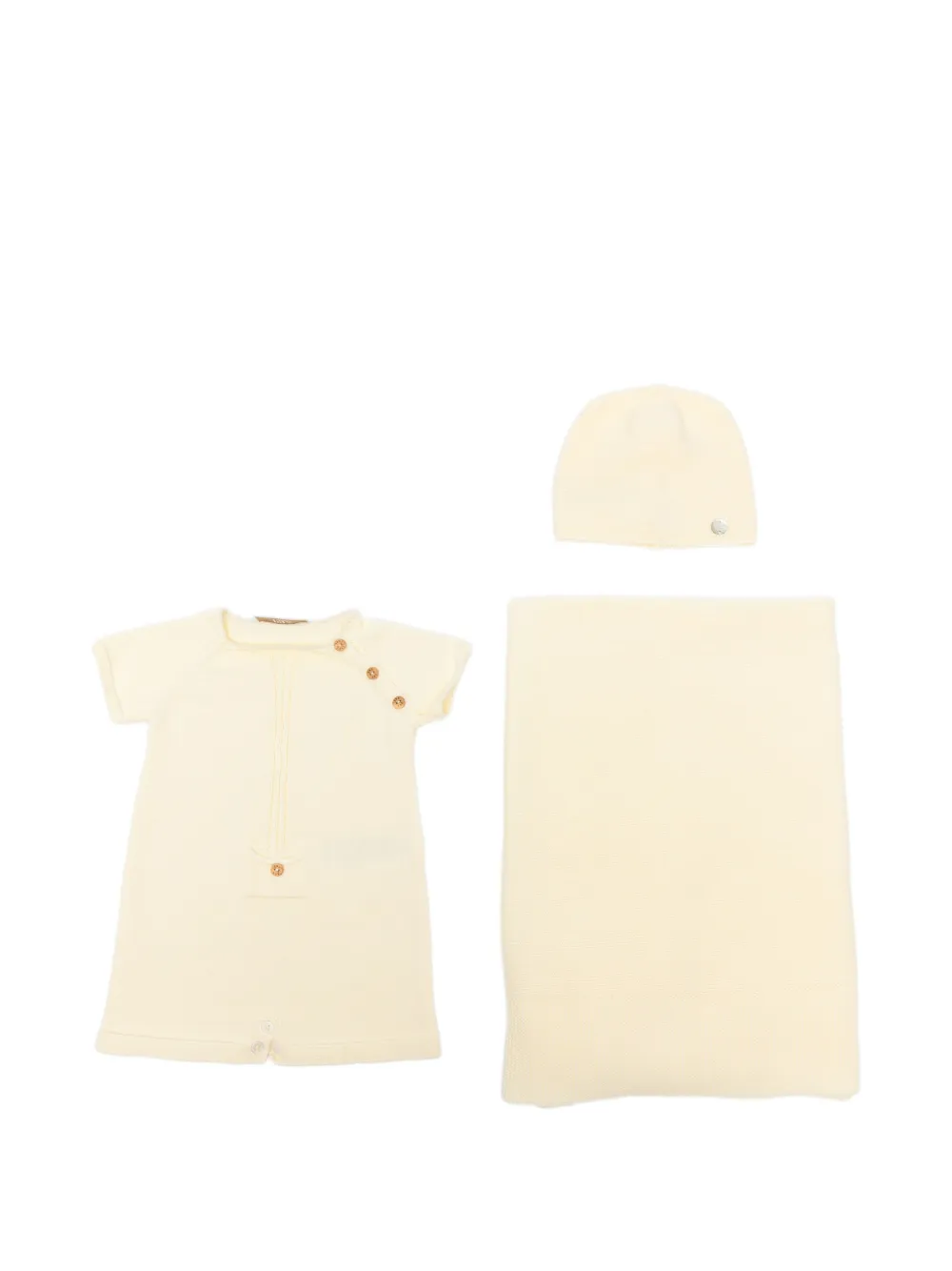Paz Rodriguez short-sleeve button-detail babywear (set of three) - Giallo