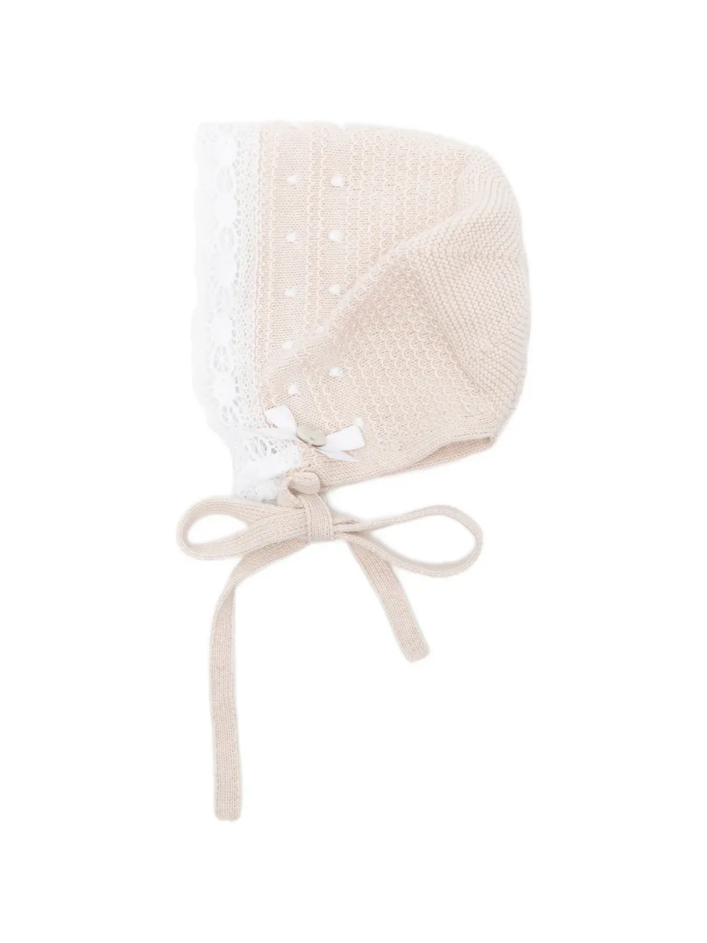 Paz Rodriguez lace-trim bow knitted hat - Toni neutri