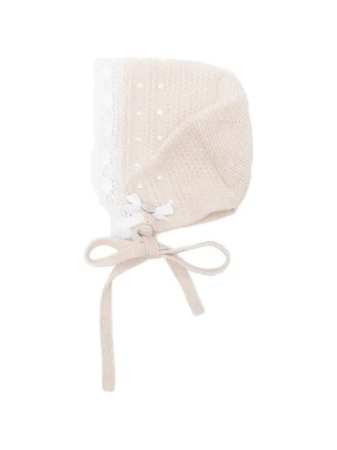 Paz Rodriguez lace-trim bow knitted hat
