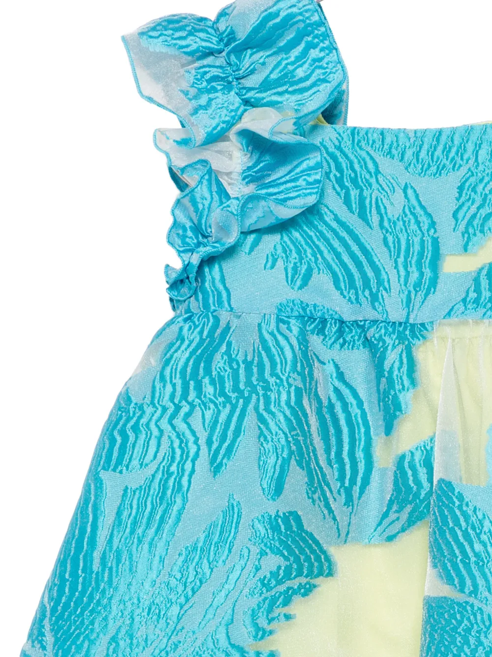 Mi Sol Jurk met geborduurde bloemen Blauw