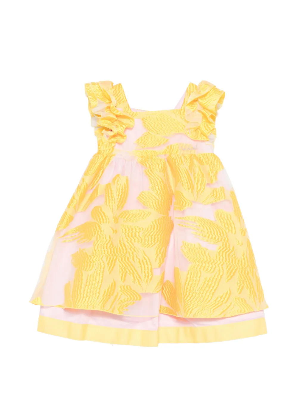 Mi Mi Sol floral-embroidered ruffled dress - Yellow