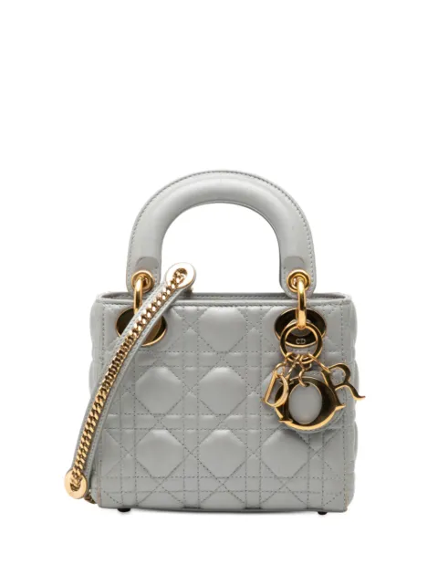 Christian Dior Pre-Owned 2018 Mini Metallic Lambskin Cannage Lady Dior satchel