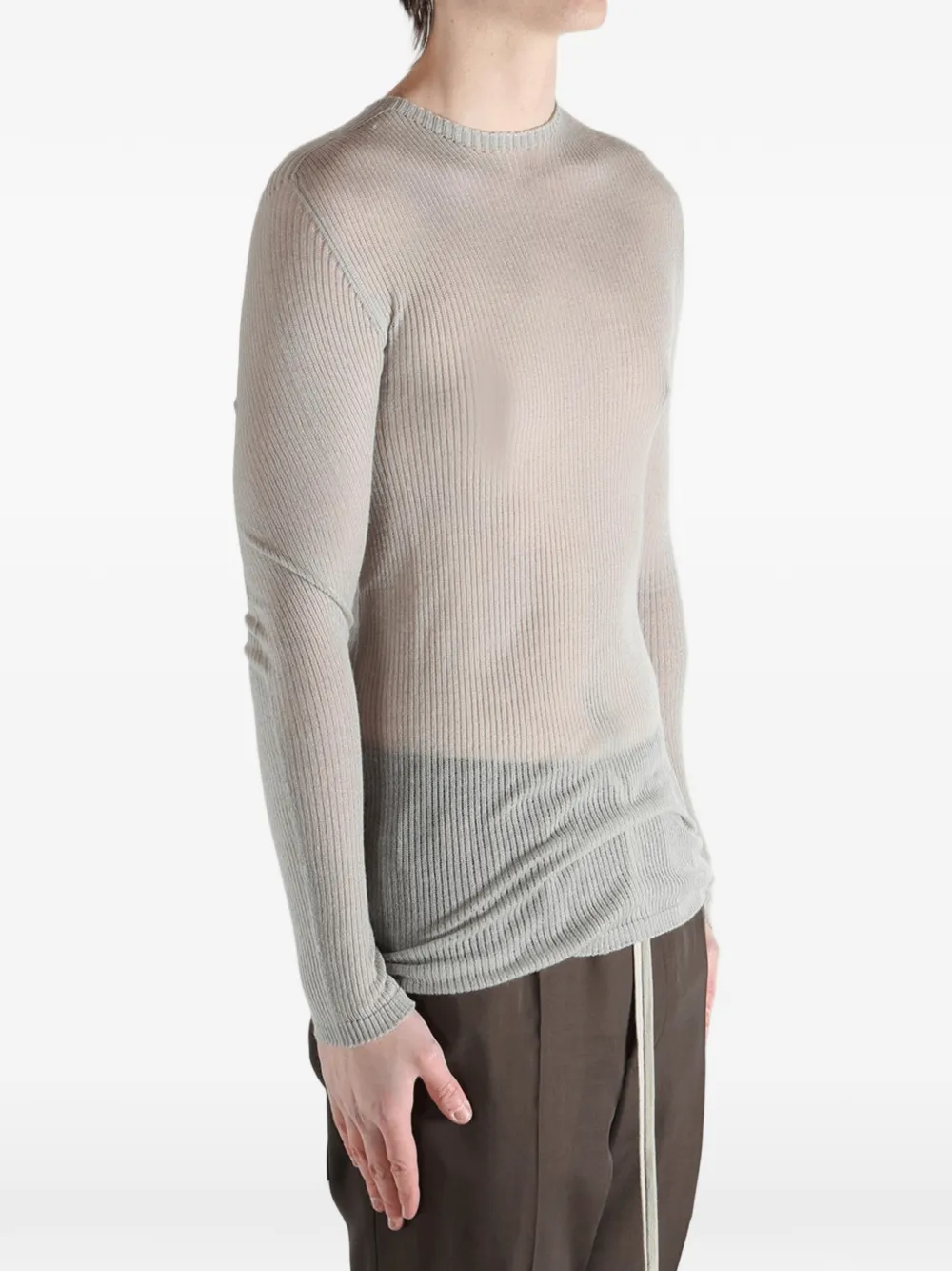 Rick Owens Ribgebreid semi-doorzichtig T-shirt Grijs