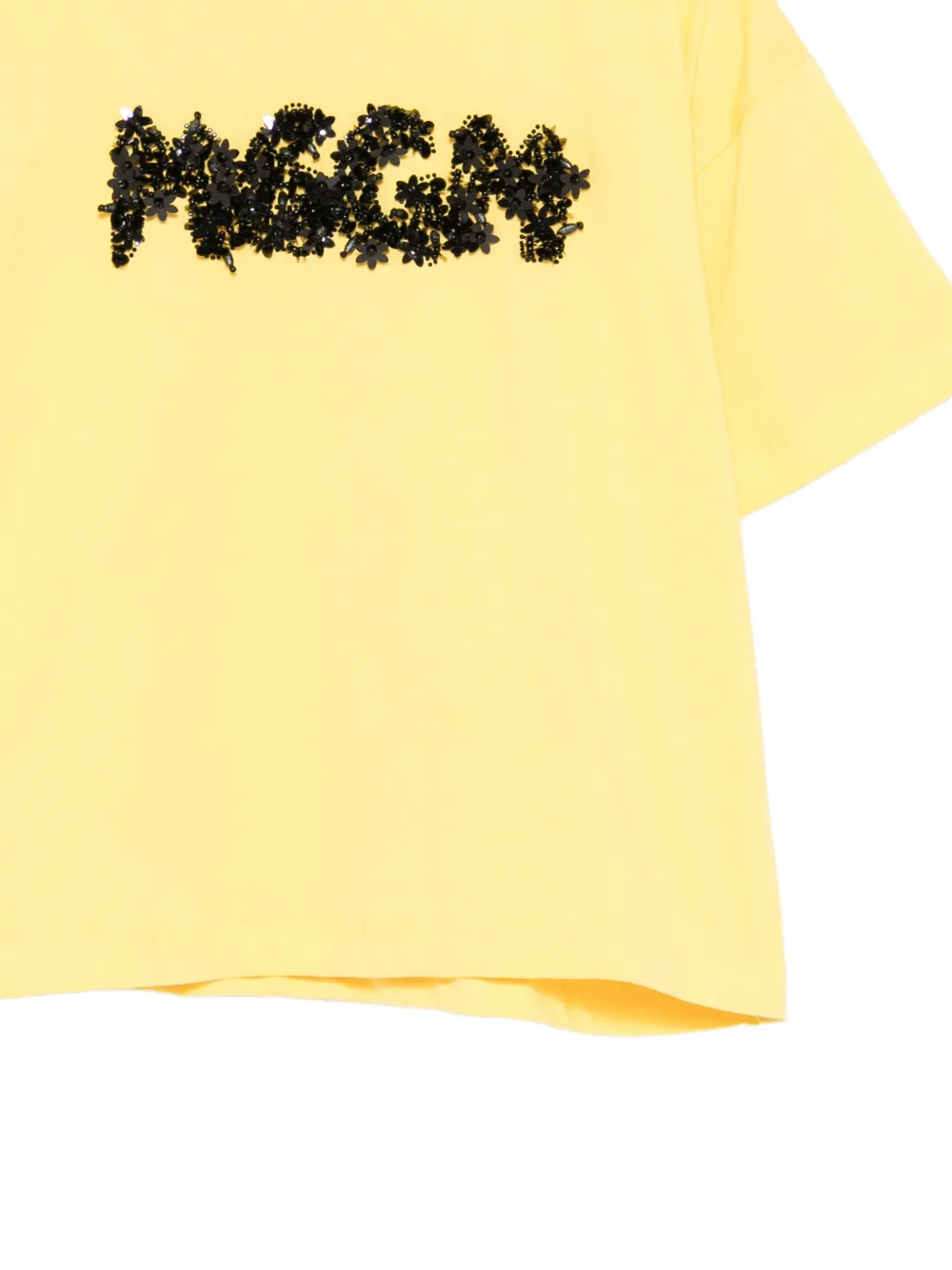 MSGM Kids T-shirt met pailletten logo Geel