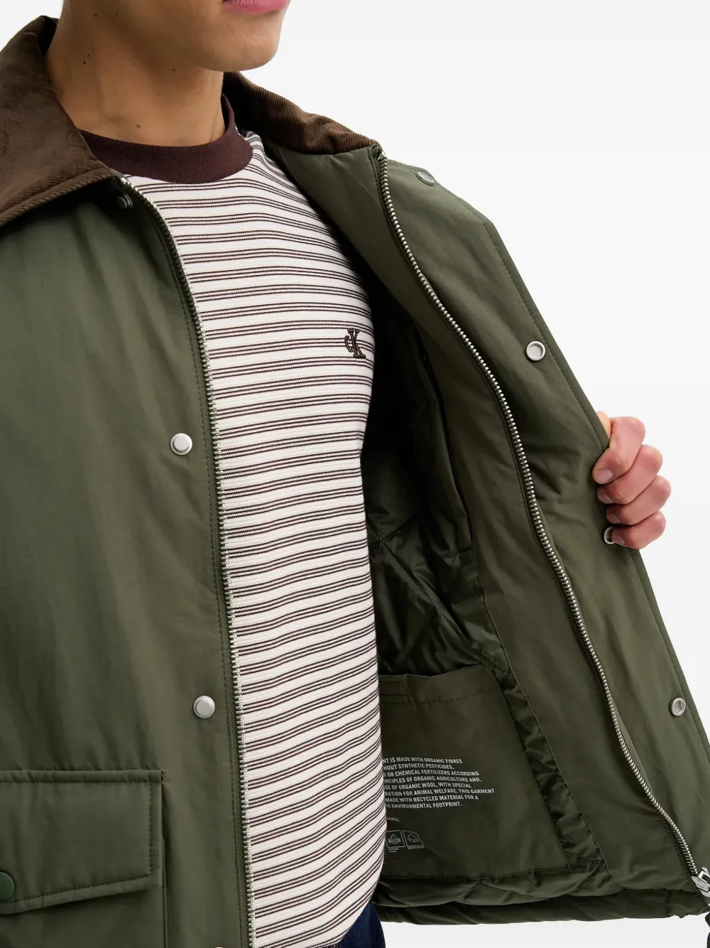 Marc O'Polo Jack met ribfluwelen kraag Groen
