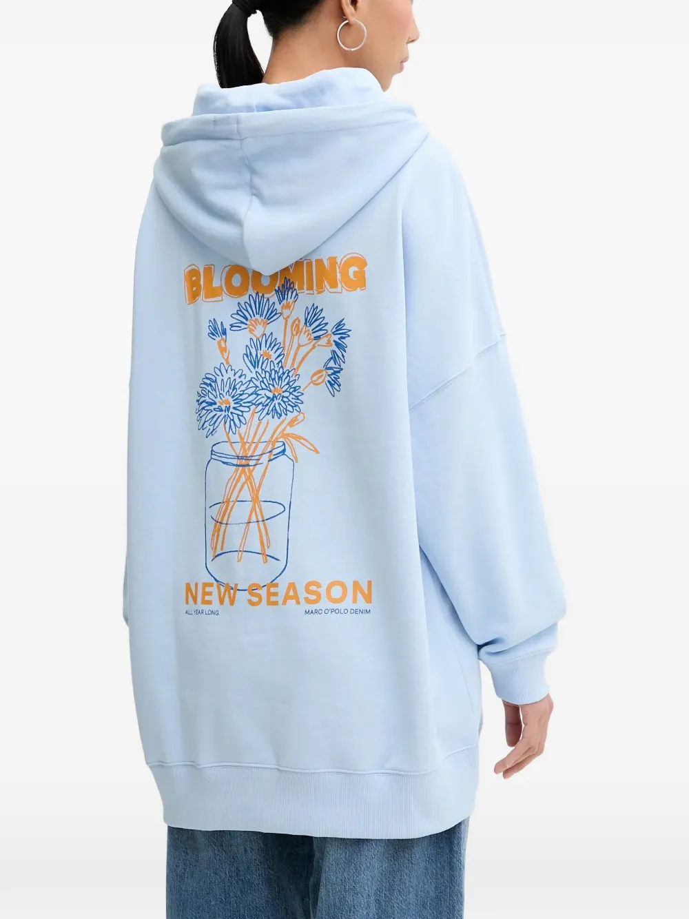 Marc O'Polo Hoodie met bloemenprint Blauw