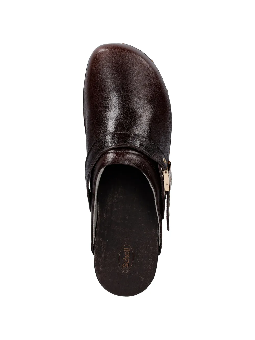 Scholl Klompen met studs en gesp Bruin