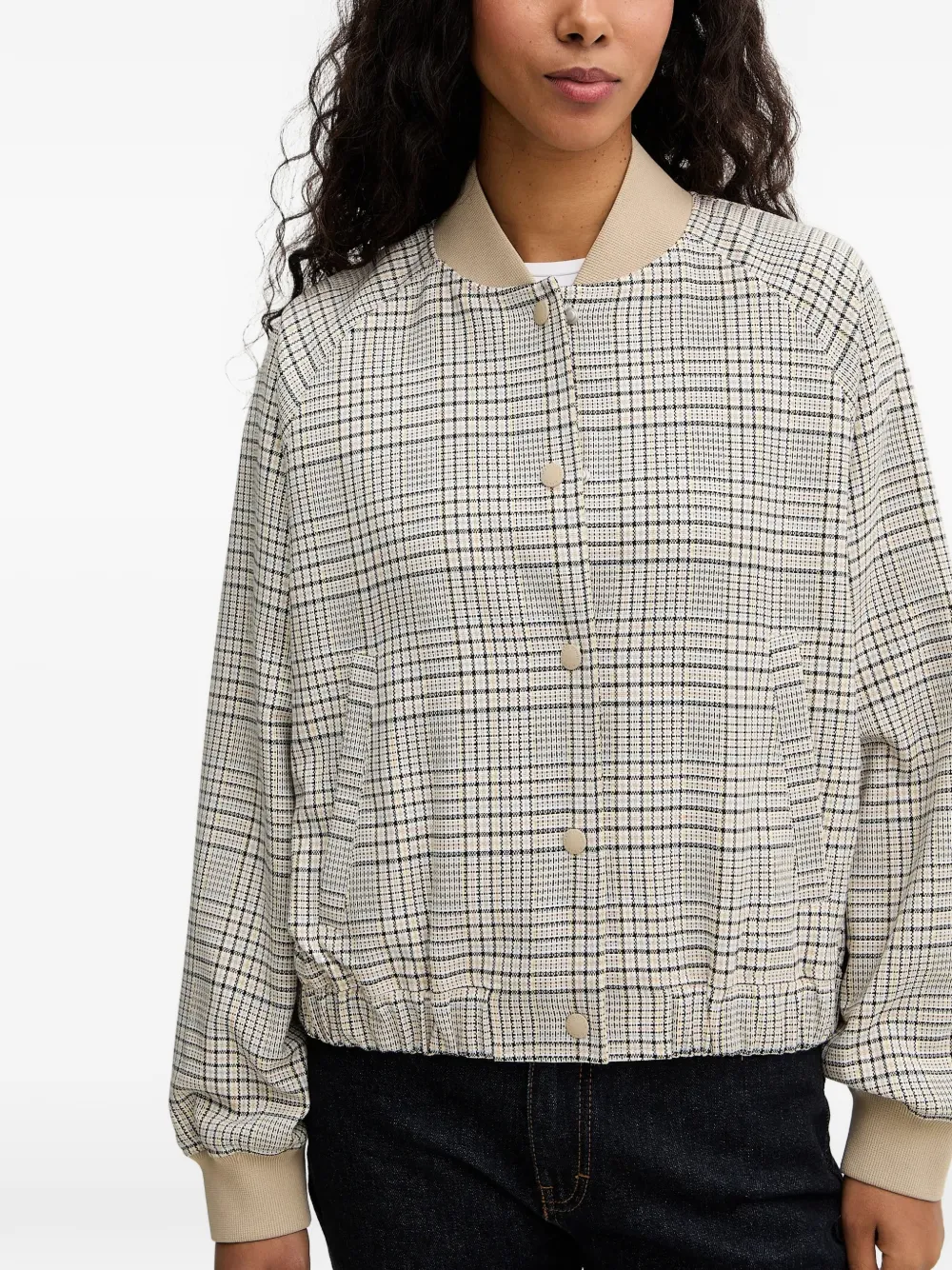  Marc O'polo Checked Bomber Jacket - Neutrals 
