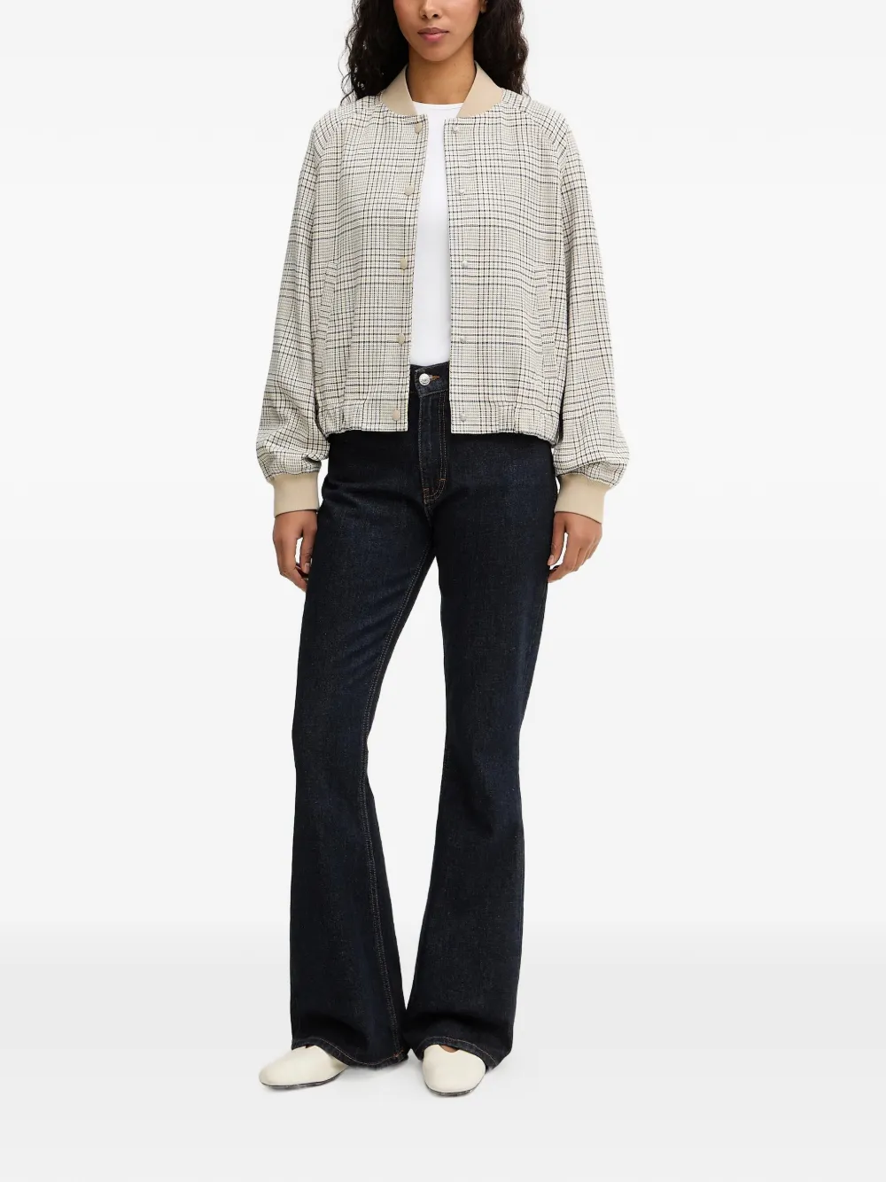  Marc O'polo Checked Bomber Jacket - Neutrals 