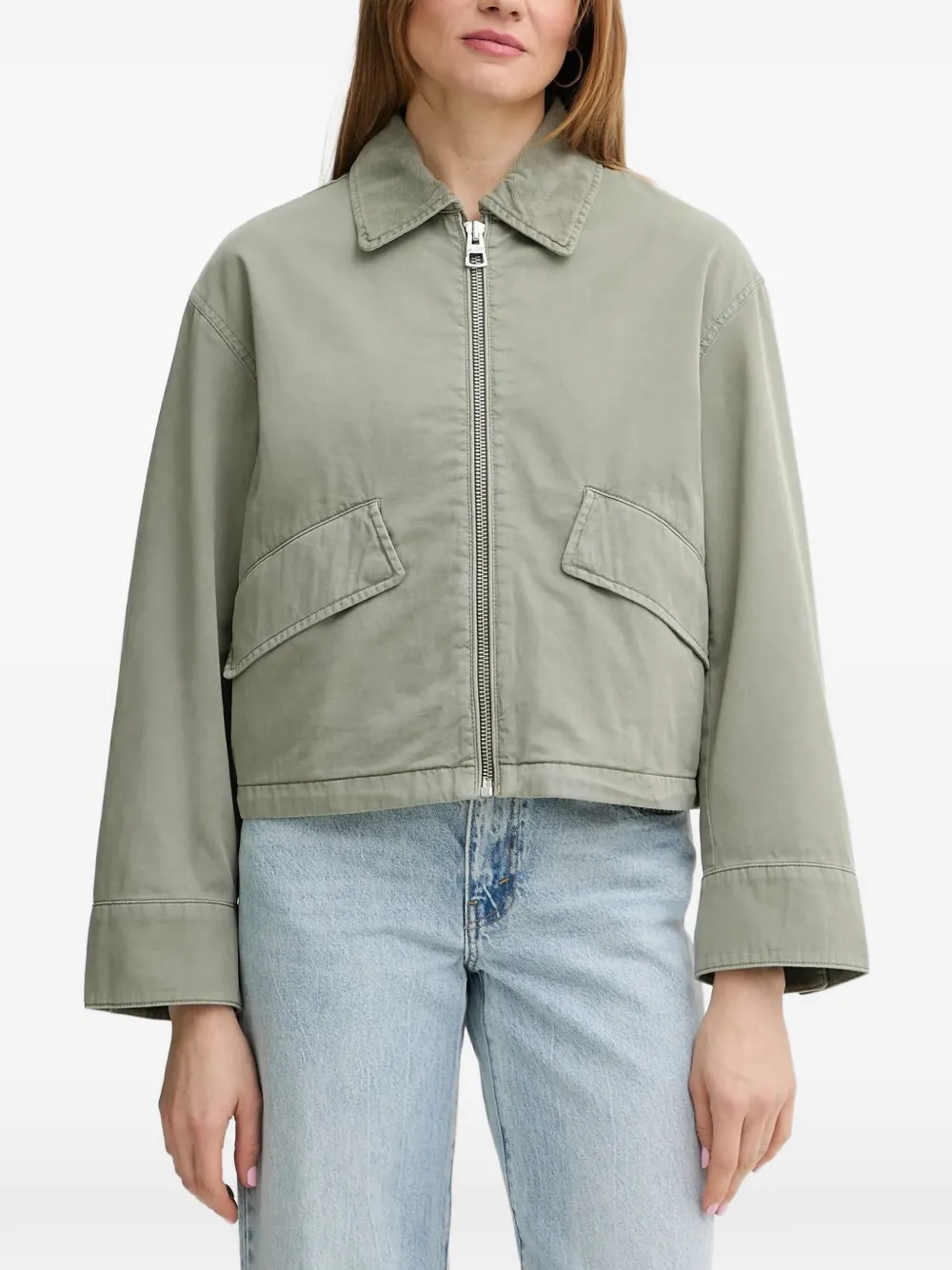 Marc O'Polo corduroy-collar zip-up jacket - Verde