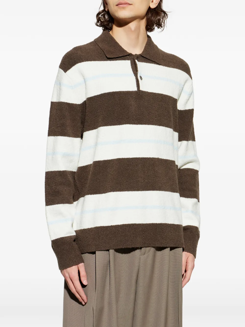  Samsoe Samsoe Striped Buttoned Polo Shirt - Brown 