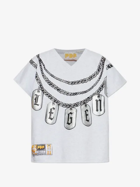 PDF chain print V-neck T-shirt