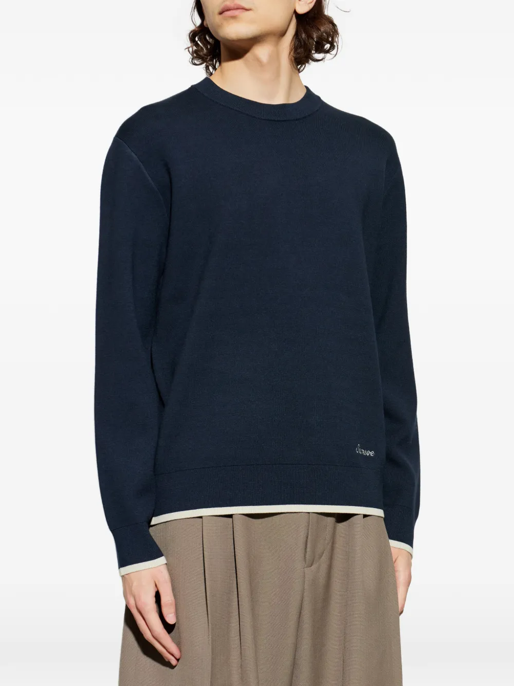  Samsoe Samsoe Crewneck Logo Sweater - Blue 