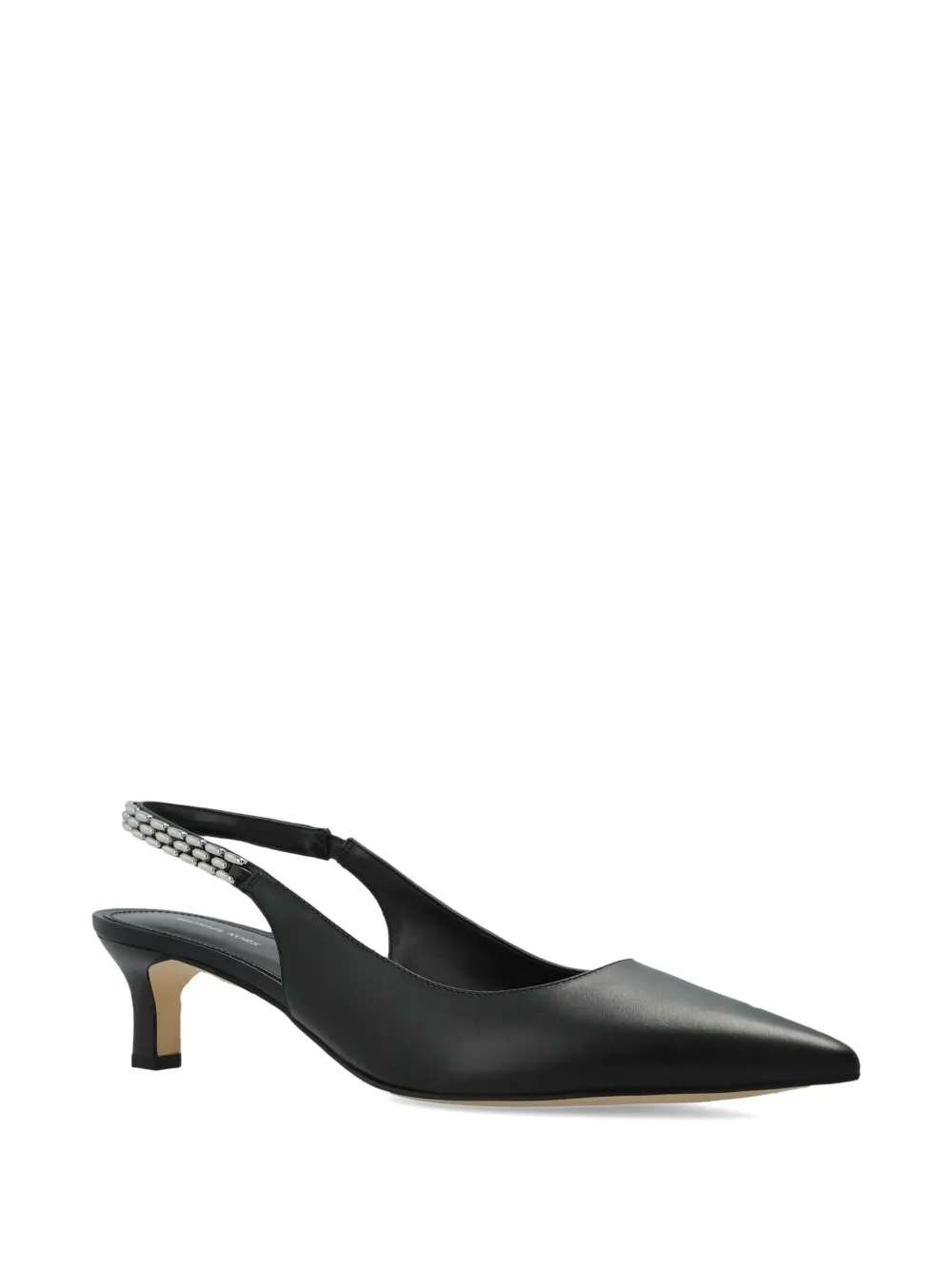 Michael Kors Leren pumps met kettingdetail en puntige neus Zwart