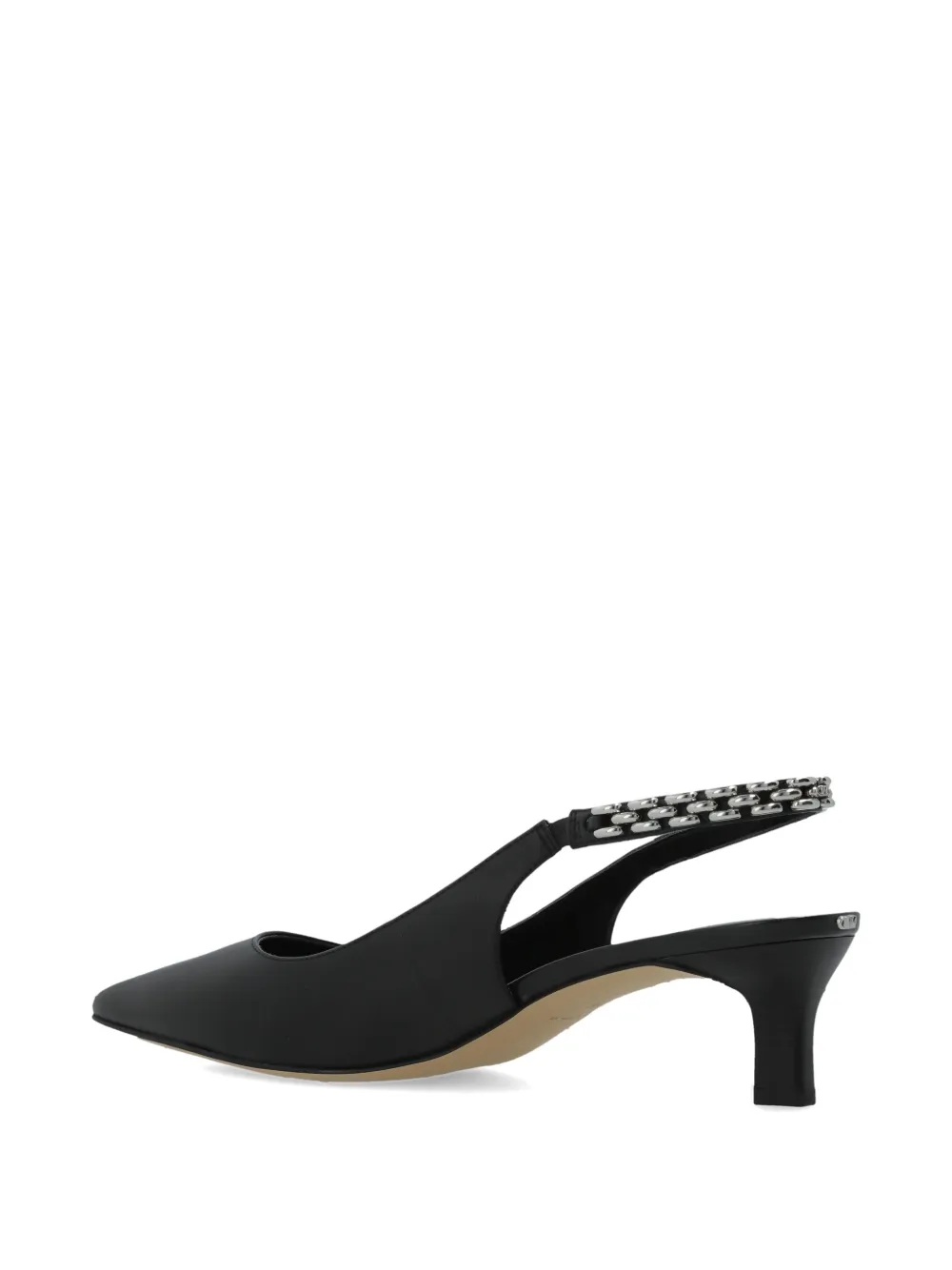 Michael Kors Leren pumps met kettingdetail en puntige neus Zwart