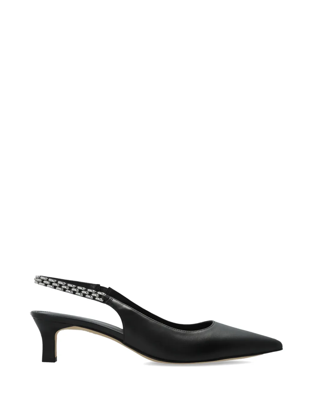 Michael Kors Leren pumps met kettingdetail en puntige neus Zwart