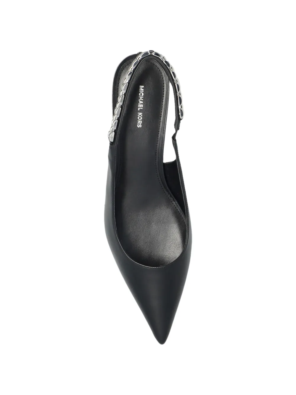 Michael Kors Leren pumps met kettingdetail en puntige neus Zwart