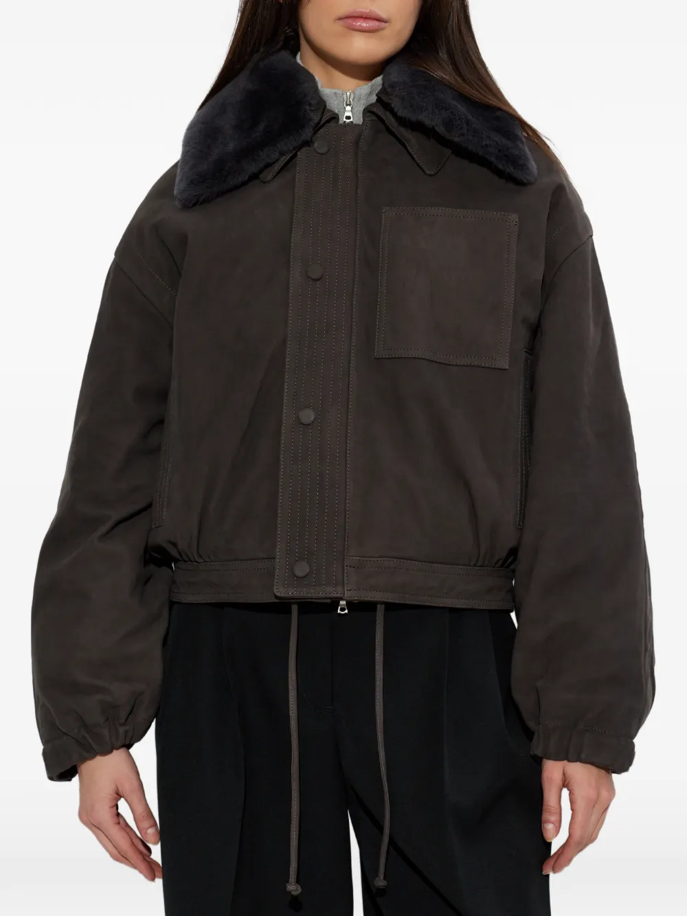  Victoria Beckham Fur-collar Pocket Jacket - Brown 