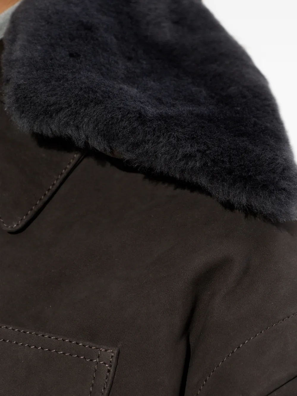 Victoria Beckham Jack met bontkraag en zak Bruin