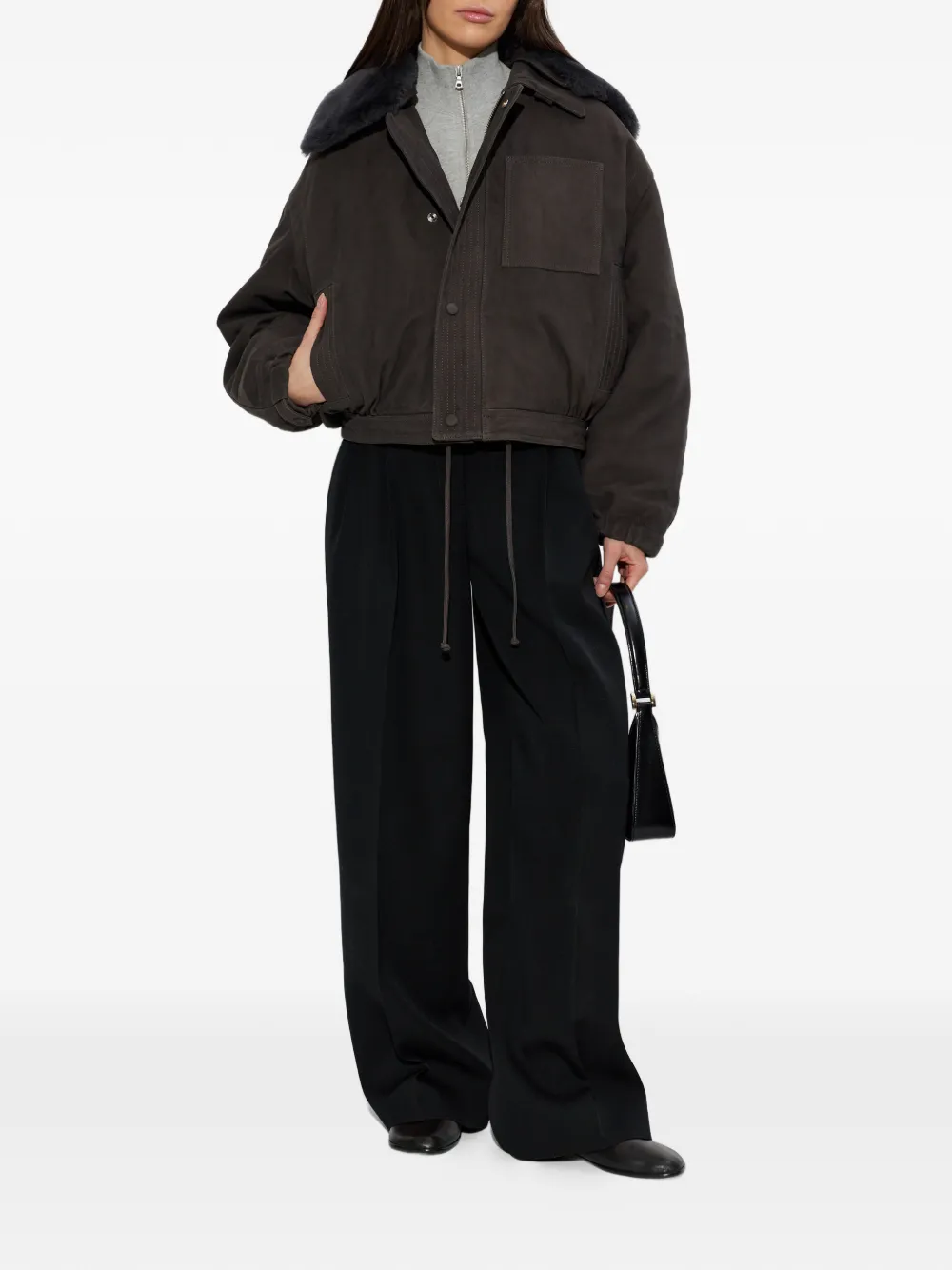  Victoria Beckham Fur-collar Pocket Jacket - Brown 