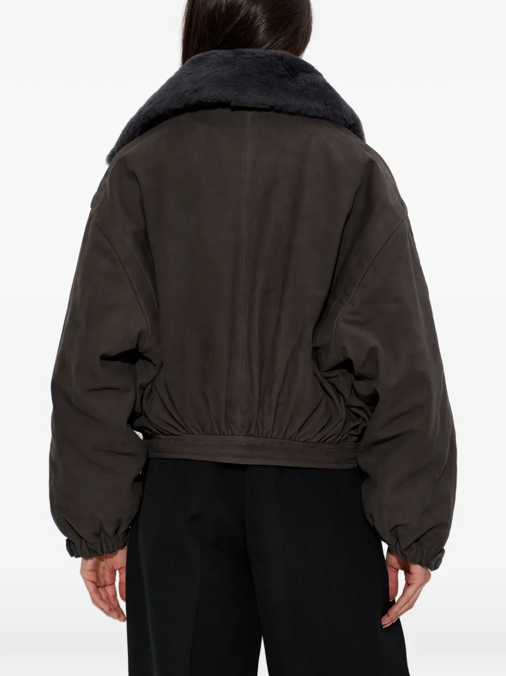 Victoria Beckham Jack met bontkraag en zak Bruin