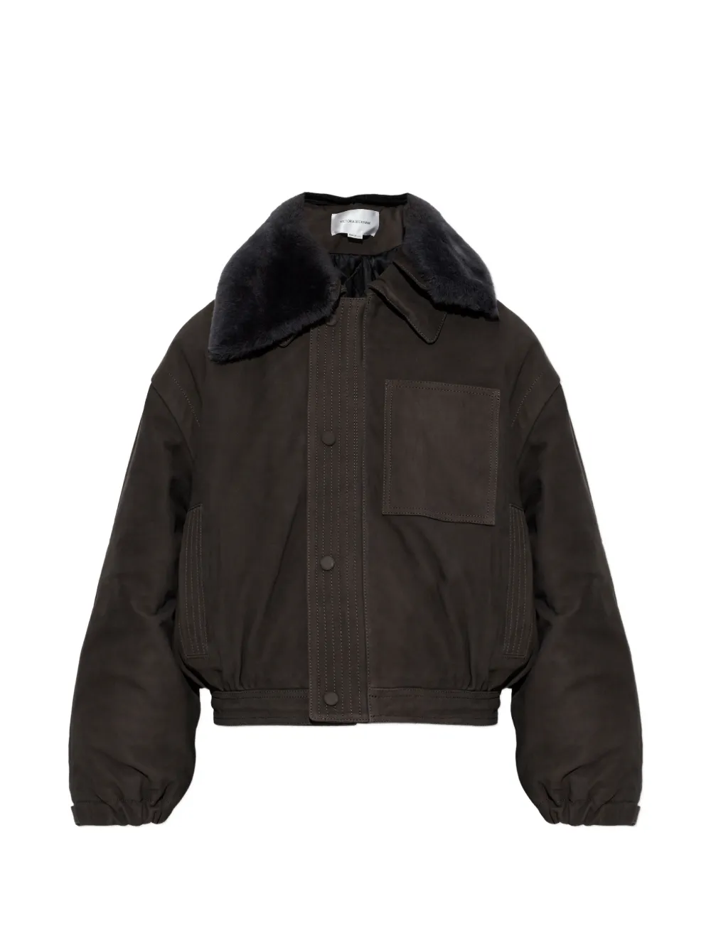 Victoria Beckham fur-collar pocket jacket - Marrone
