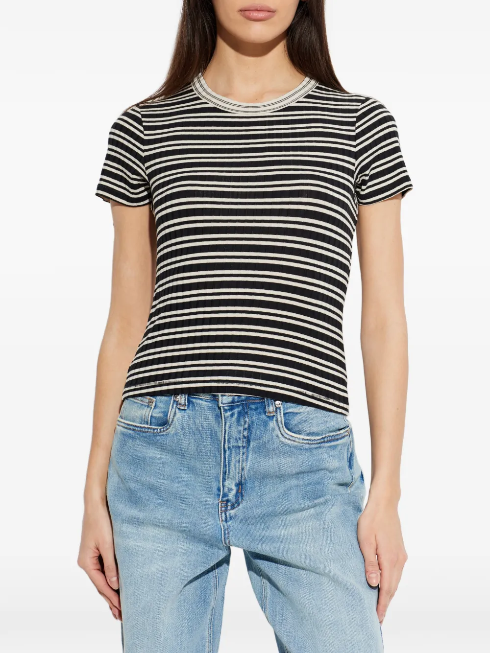 Rag & Bone Striped Ribbed T-shirt - Black 