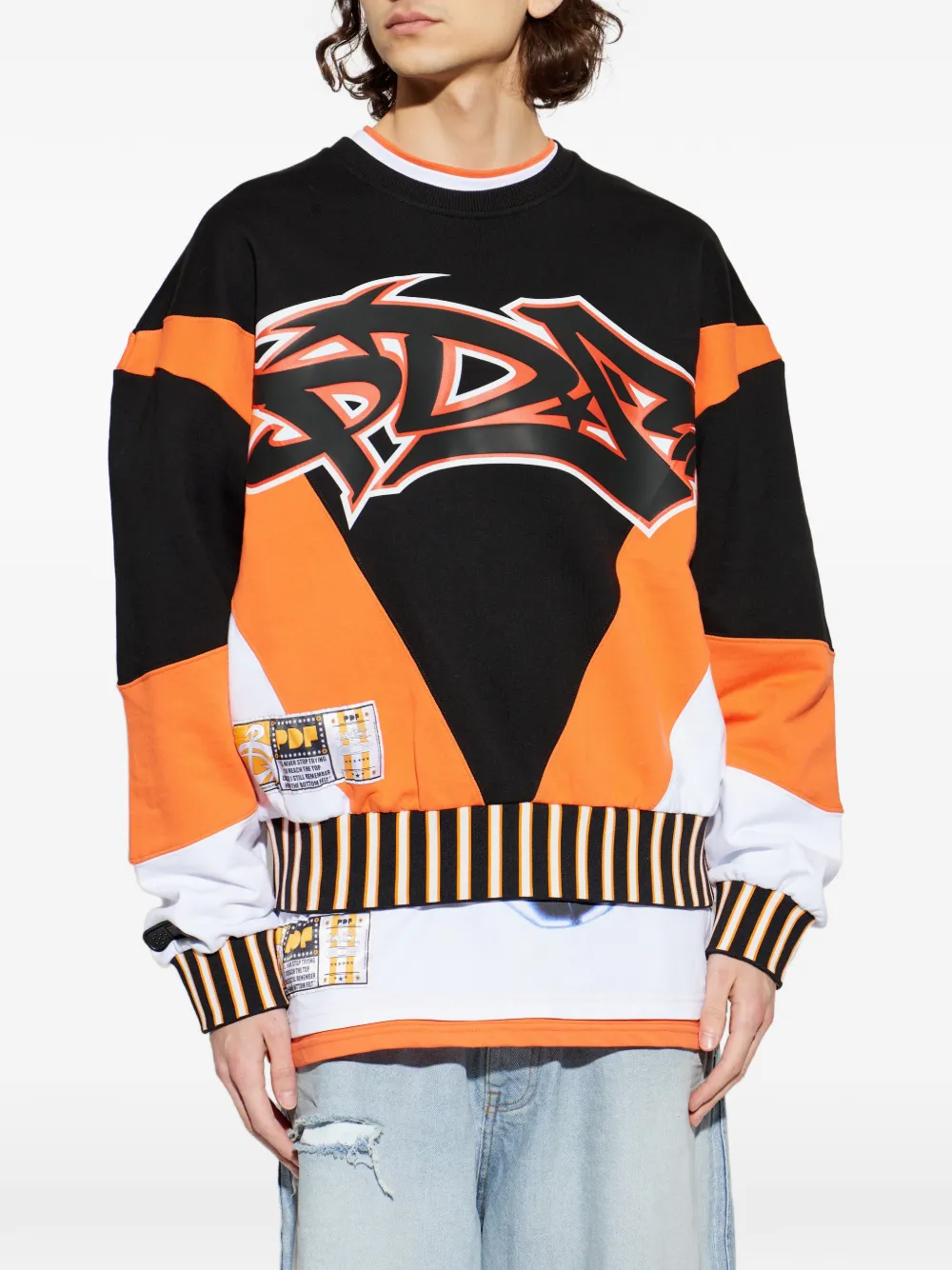 Striped Graphic-Print Sweatshirt