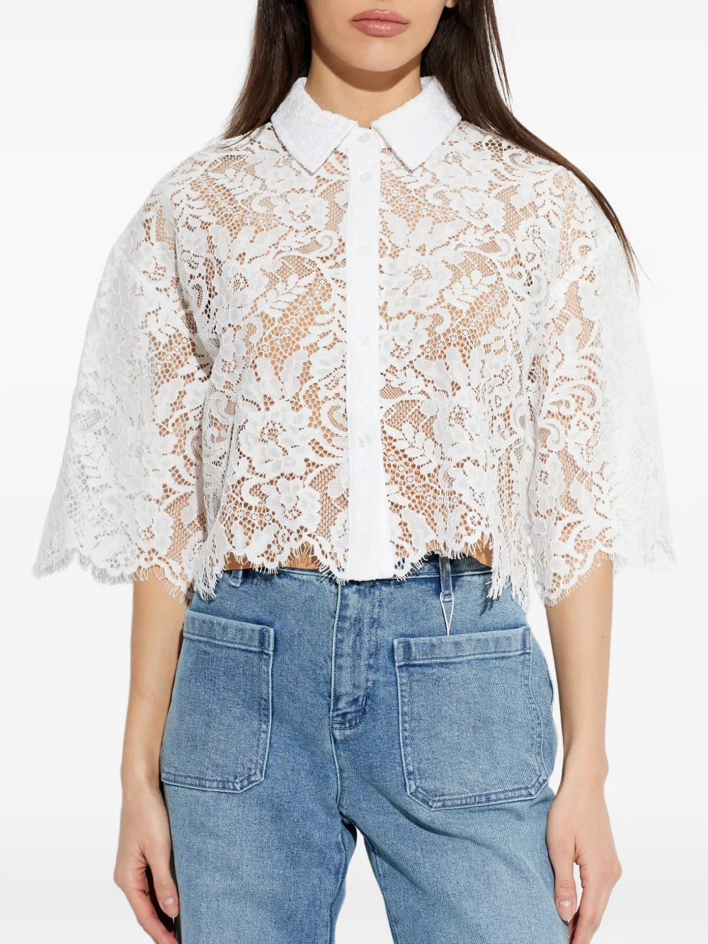 Michael Kors Blouse met knopen en kant Wit