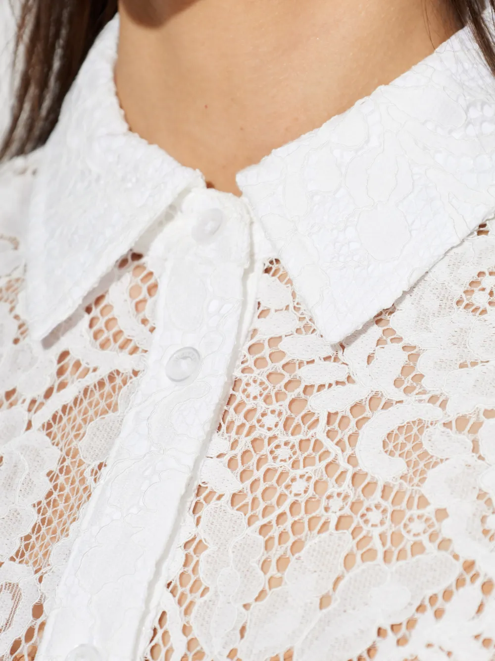 Michael Kors Blouse met knopen en kant Wit