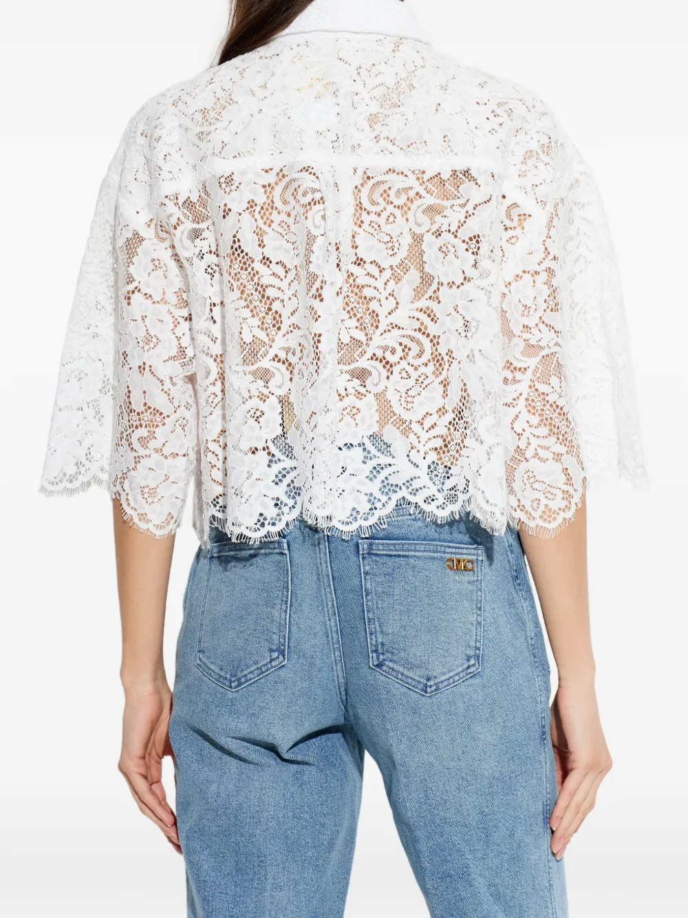 Michael Kors Blouse met knopen en kant Wit