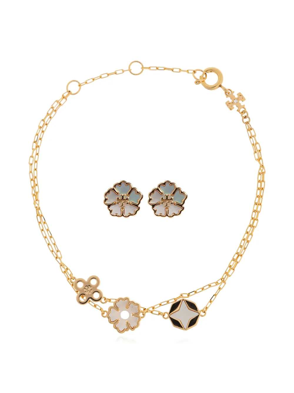 Tory Burch Forget Me Not earrings and bracelet set - Oro