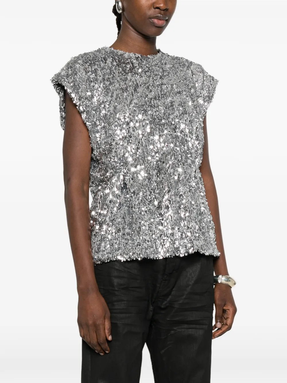  Coperni Sequined Top - Silver 