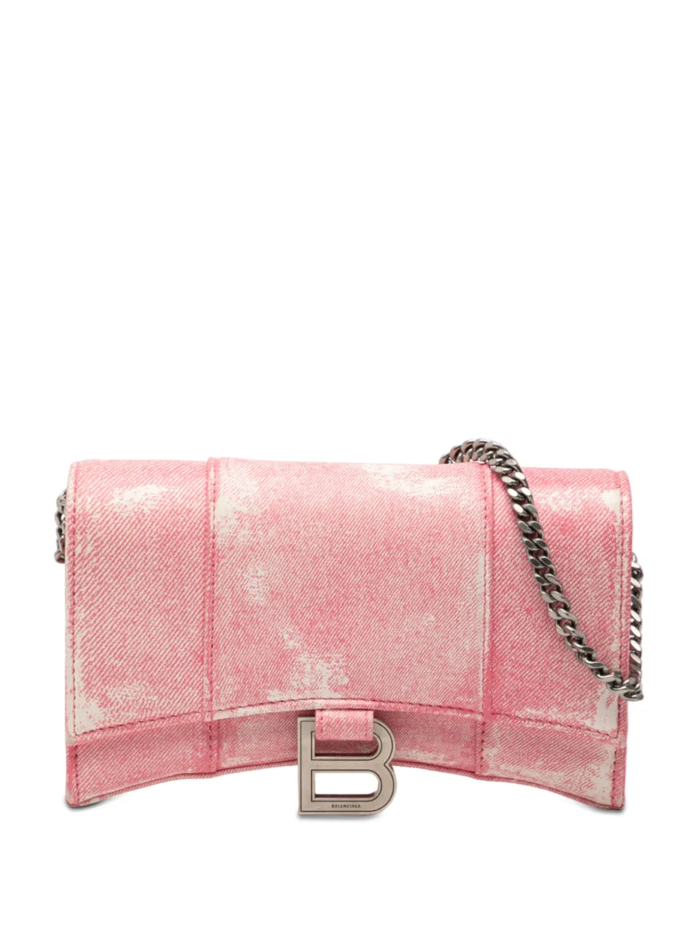 Balenciaga Pre-Owned 2005-2025 Nappa Denim Printed Hourglass Wallet on Chain crossbody bag - Rosa