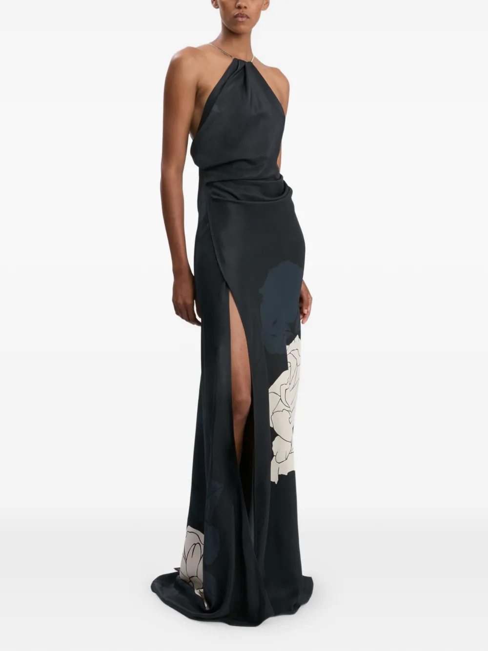 Victoria Beckham Avondjurk met bloemenprint Blauw