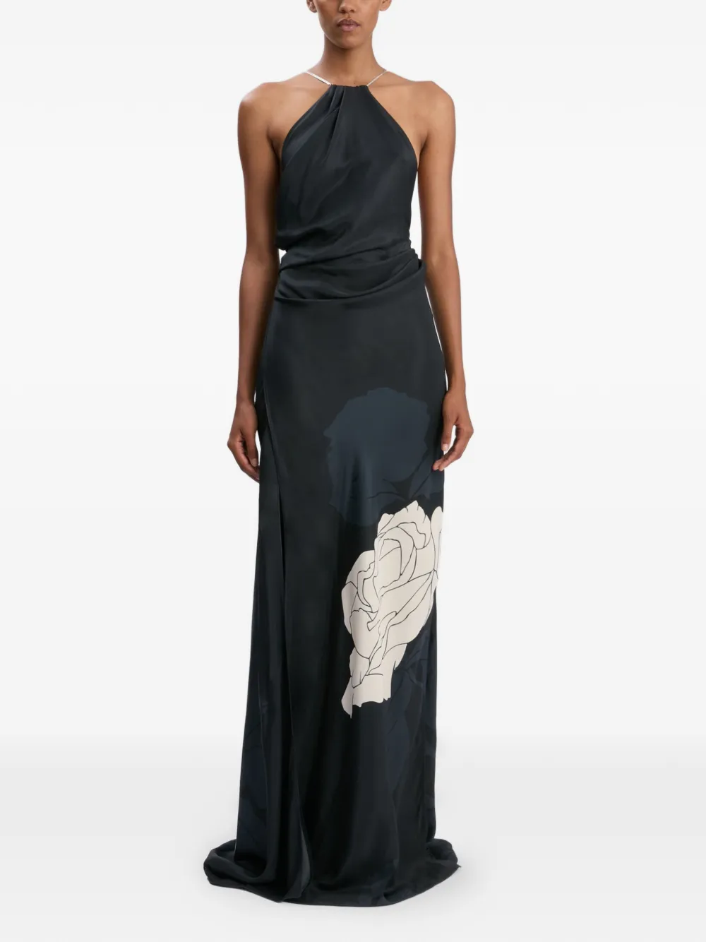 Victoria Beckham Avondjurk met bloemenprint Blauw