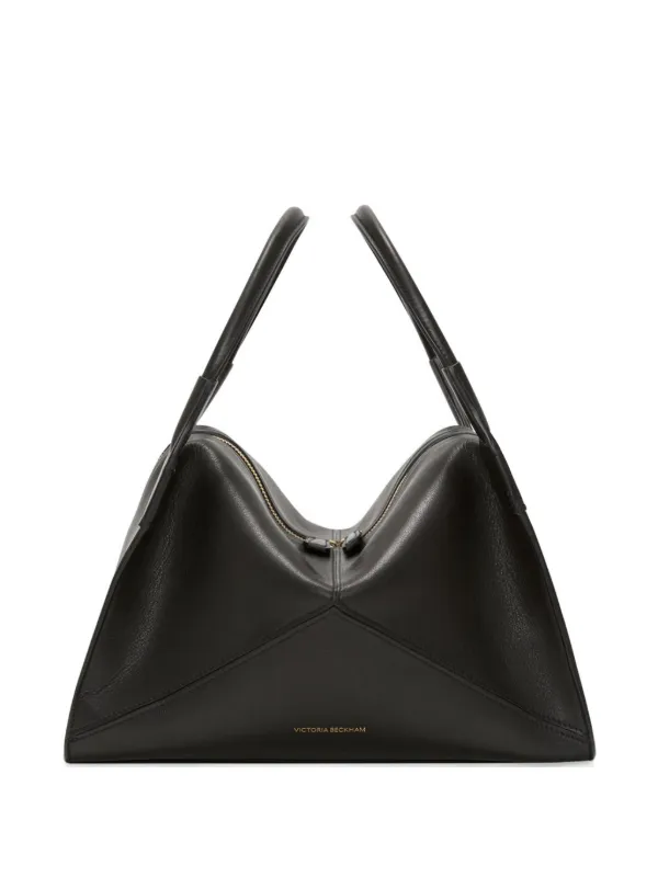 Victoria Beckham Plié Leather Tote Bag in Black