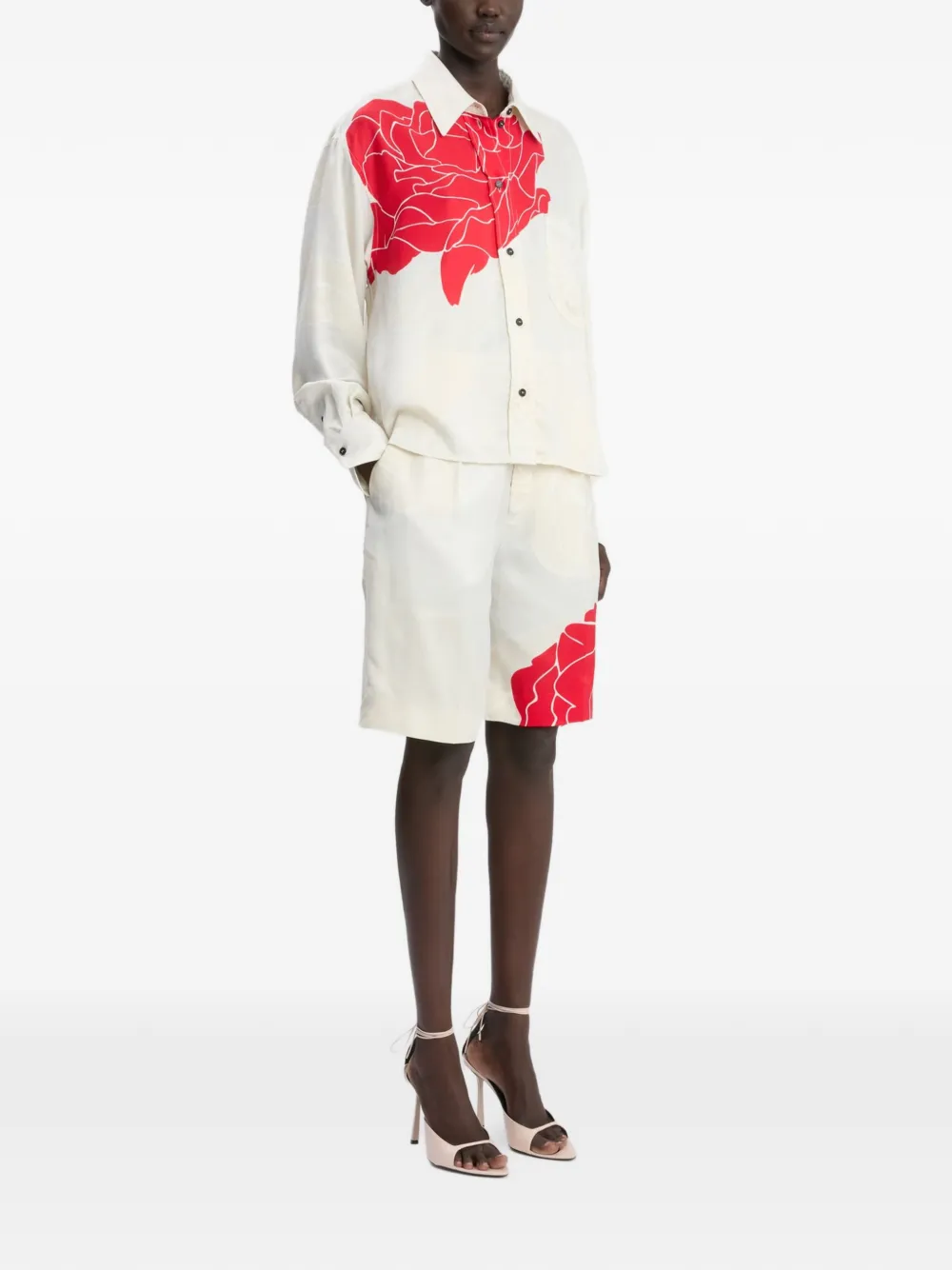 Victoria Beckham Overhemd met bloemenprint Beige