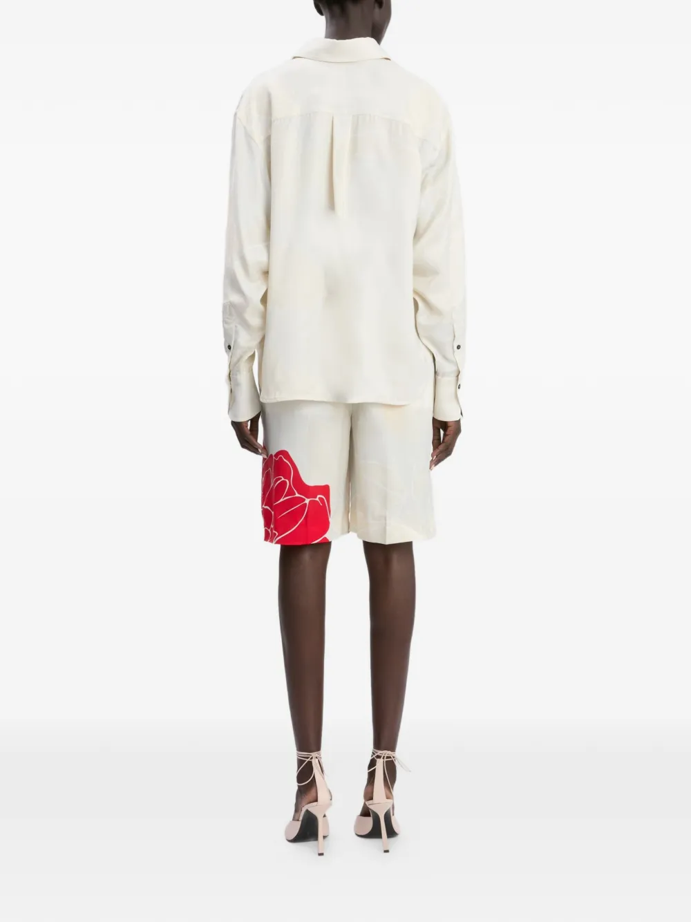 Victoria Beckham Overhemd met bloemenprint Beige