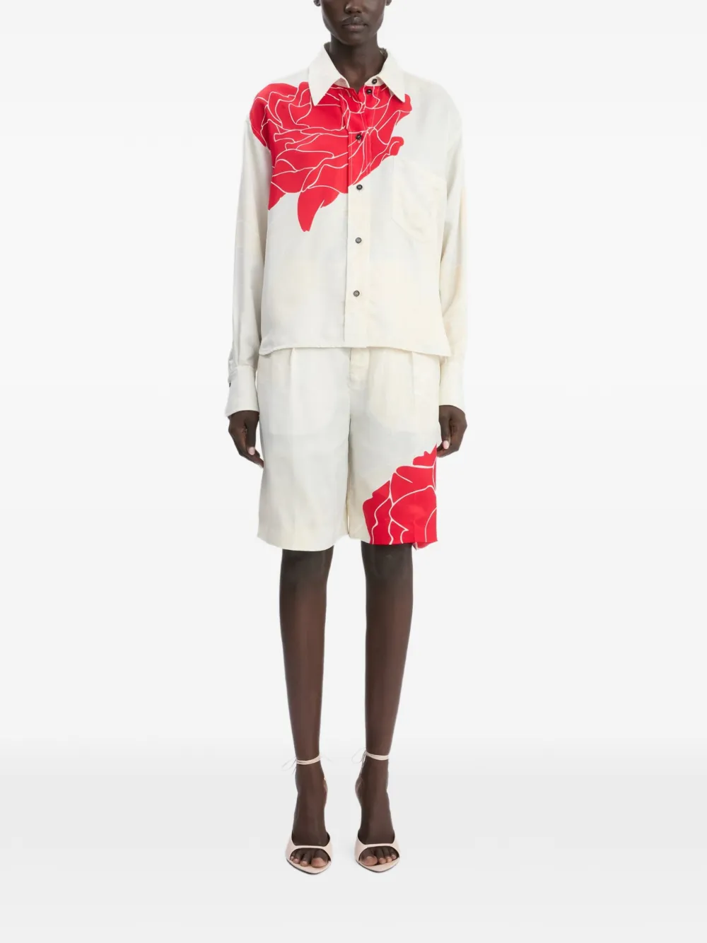 Victoria Beckham Overhemd met bloemenprint Beige