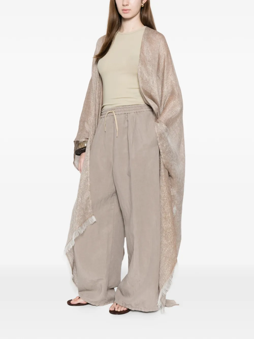  Fabiana Filippi Frayed Poncho - Brown 