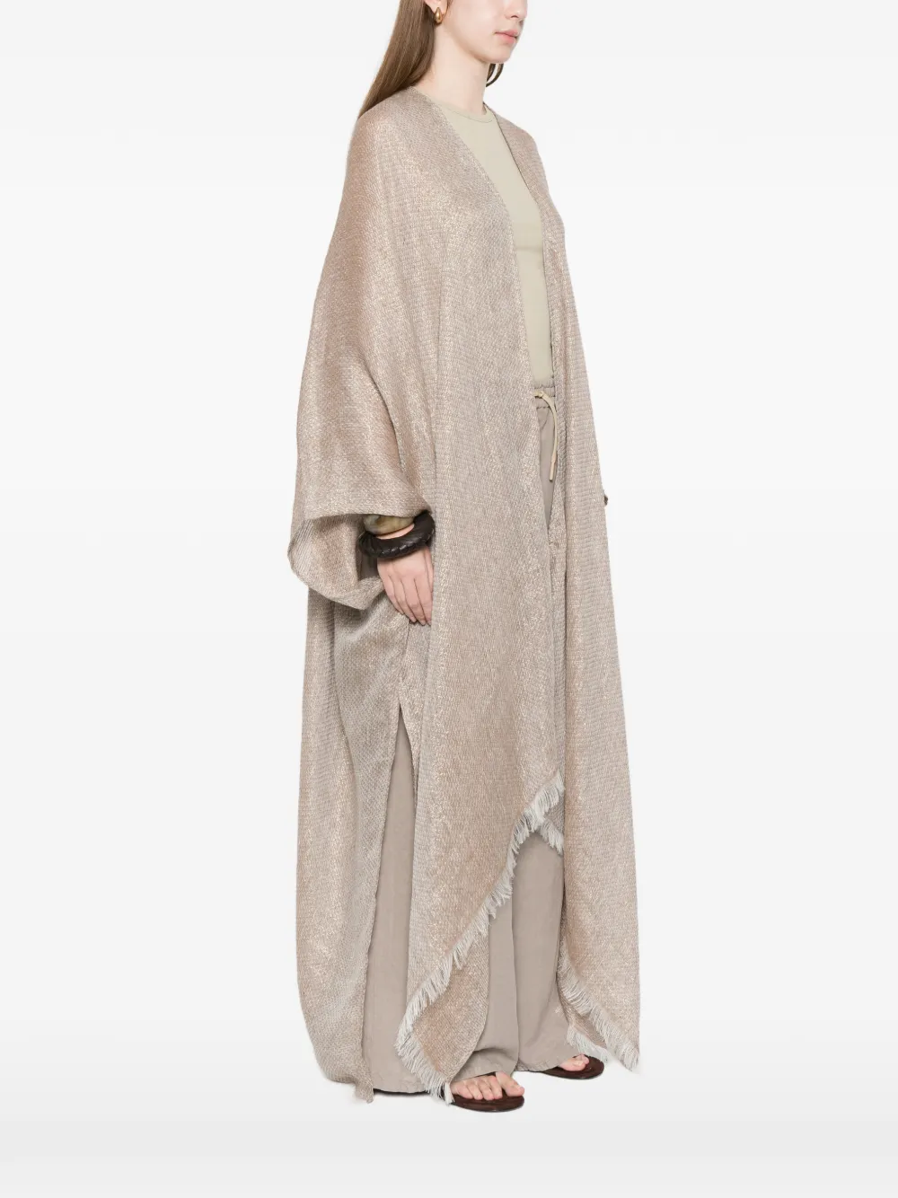  Fabiana Filippi Frayed Poncho - Brown 