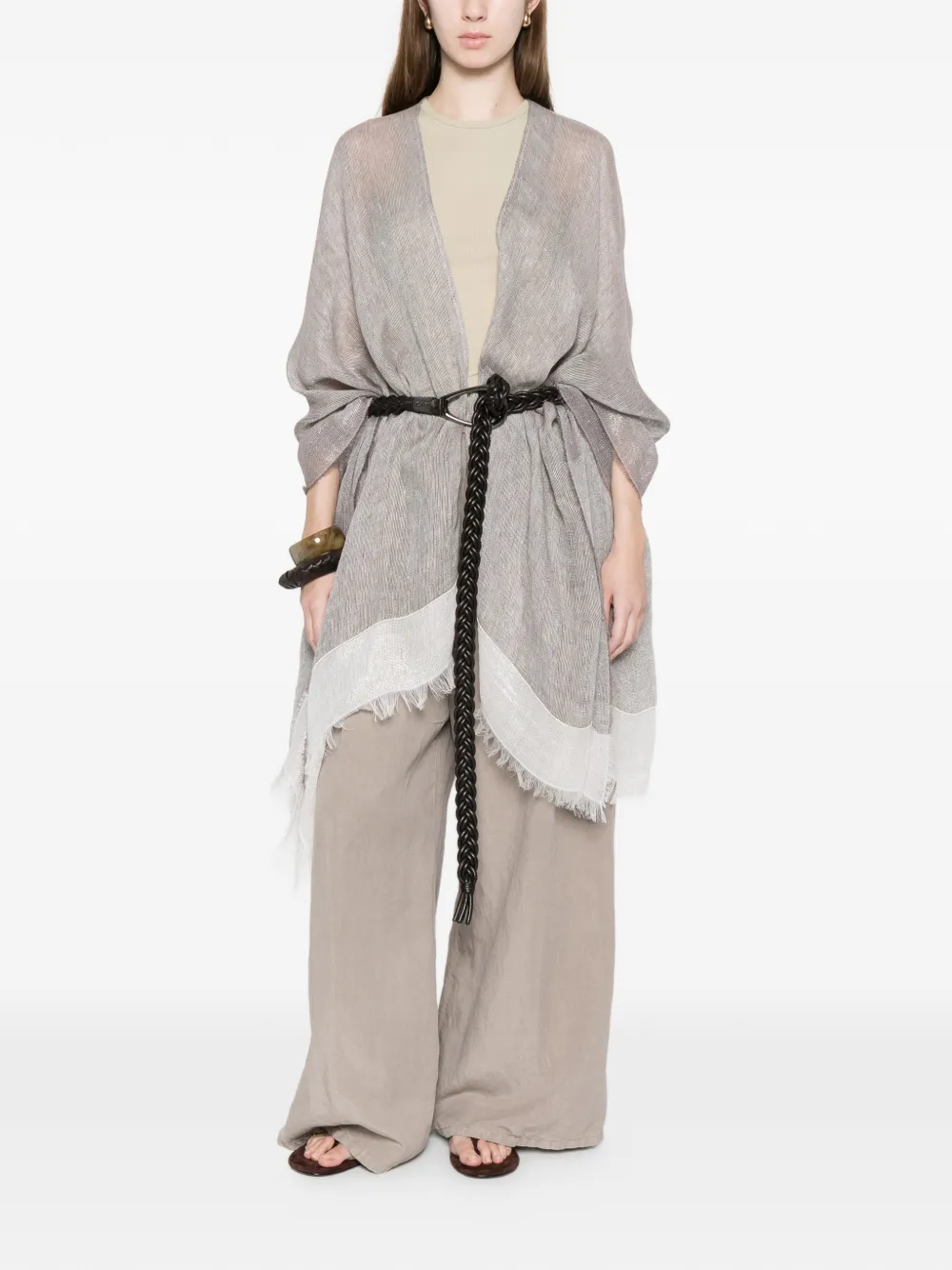 Fabiana Filippi Poncho met franje Grijs