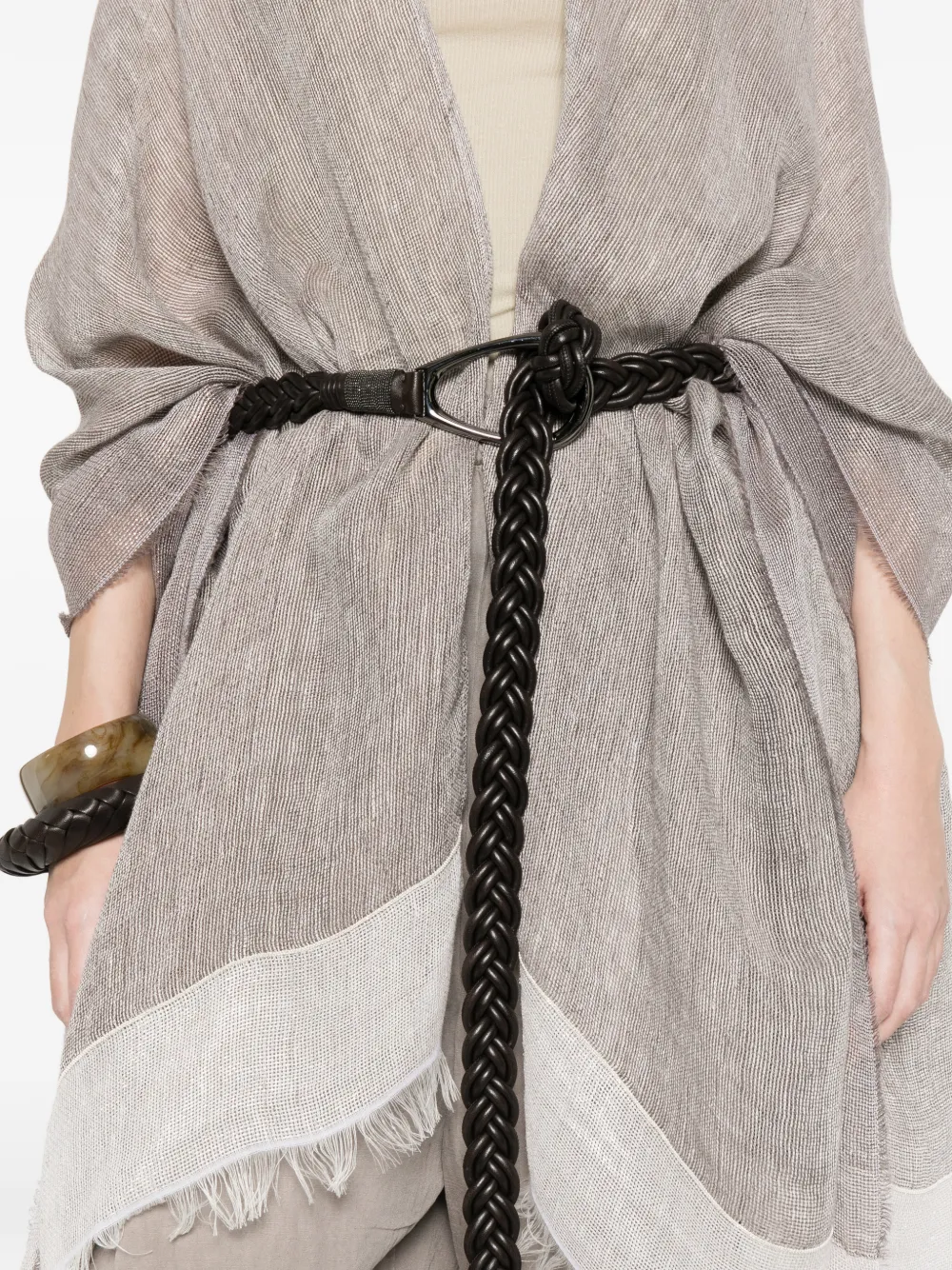 Fabiana Filippi Poncho met franje Grijs