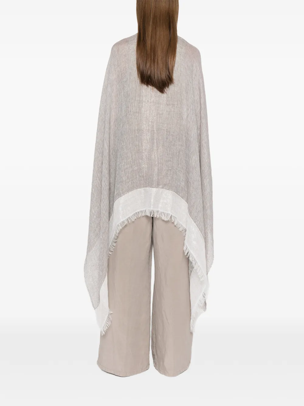 Fabiana Filippi Poncho met franje Grijs